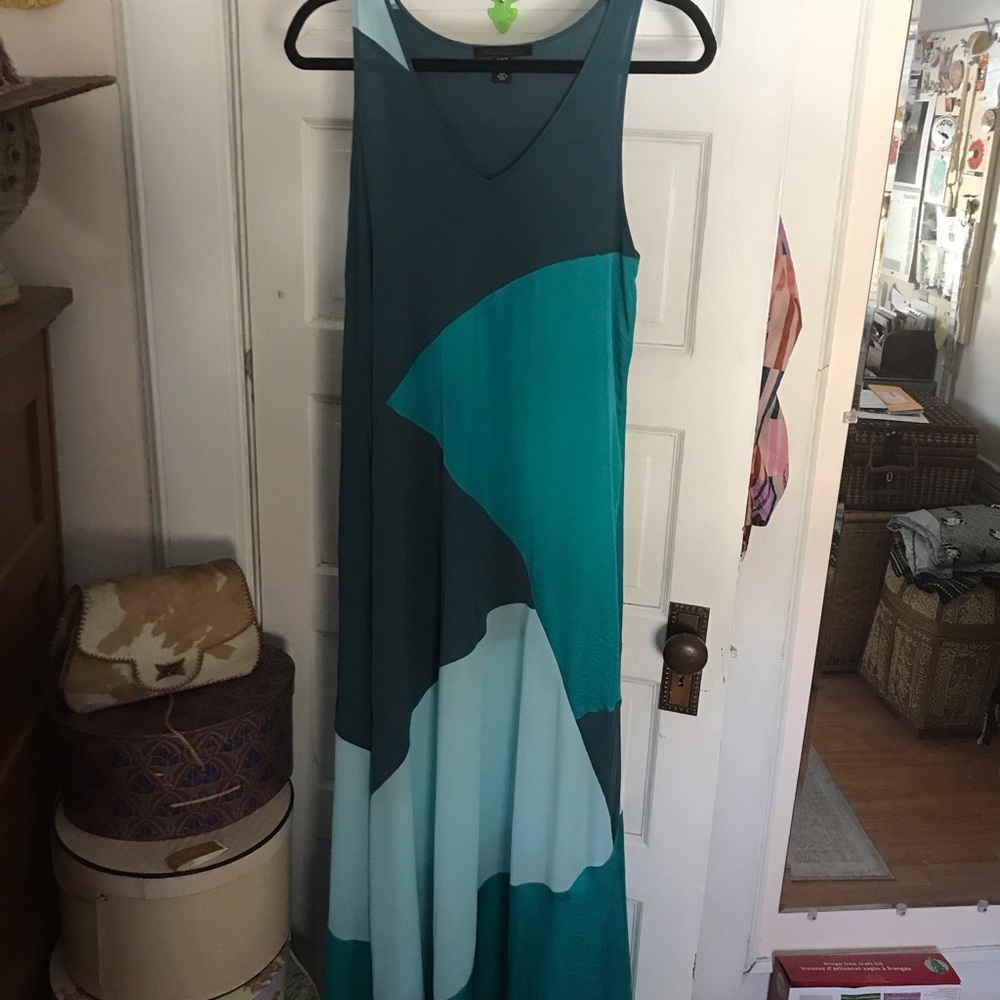 Kenneth Cole Teal/Blue Colorblock Maxi Dress